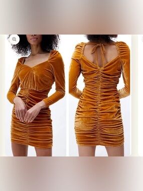 Minkpink Revolve "Meknes" Ruched Velvet Dress, New With Tags